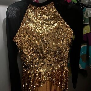 Gold Sequin Long Sleeve Top adult medium